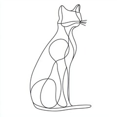 Wall Mural - Continually drawn one line cat illustration