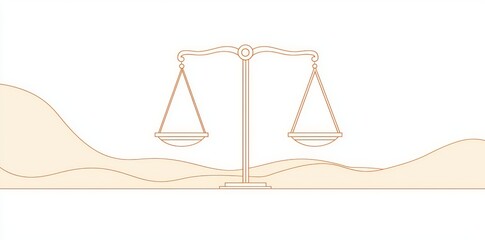 Symbol and logo of equality and outline concept court. Doodle modern illustration in a simple linear style. Libra icon.