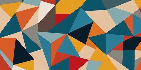 Poster - A colorful abstract design with many different colored triangles