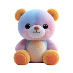 A cute rainbow-colored teddy bear plush toy, soft and cuddly, perfect for children and collections, white isolated background.