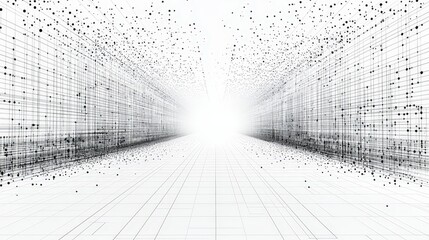 Poster - abstract grid pattern with black dots and white background