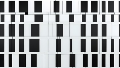 Wall Mural - Dynamic black square patterns on a crisp white background