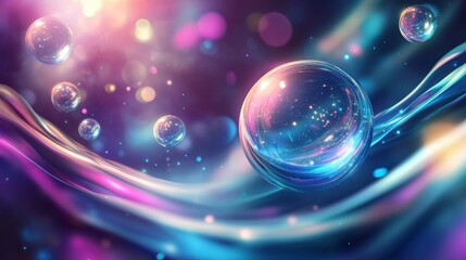 Wall Mural - Colorful Abstract Bubbles with Light Reflections