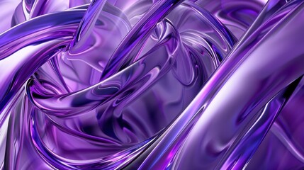 Poster - 3D Dynamic Glass Violet Fabric Swirls. CGI Abstract Background  - stock photo Digital generated image of violet and purple glass transparent twisted wavy shapes pattern