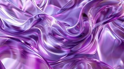 Poster - 3D Dynamic Glass Violet Fabric Swirls. CGI Abstract Background  - stock photo Digital generated image of violet and purple glass transparent twisted wavy shapes pattern