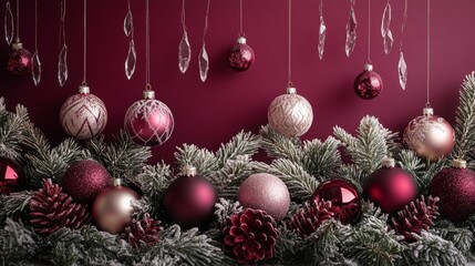 Poster - Red & Gold Christmas Ornaments