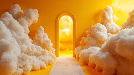 Canvas Print - Clouds & Yellow Archway.