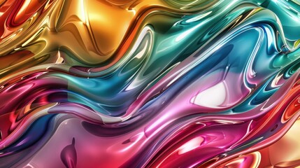 Poster - 3D wave pattern background - stock photo Digital generated image of colored glass twisted shapes