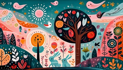 Wall Mural - Bosques de Colores Encantados