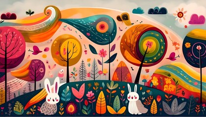 Wall Mural - Bosques de Colores Encantados