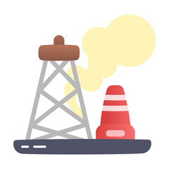 Poster - A flat icon of rig accident 