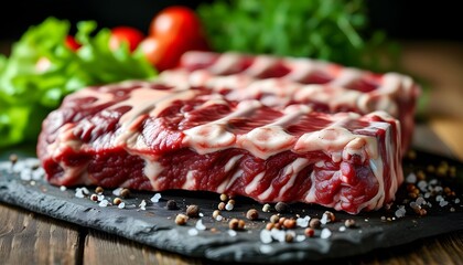 Wall Mural - Juicy Raw Beef Ribs Ready for Cooking: Exploring Daging Iga Sapi Preparation Techniques