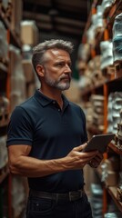 Supervisor using digital tablet checking inventory in warehouse