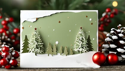 Wall Mural - Festive Christmas Card Mockup: Innovative Greeting Template for Holiday Wishes