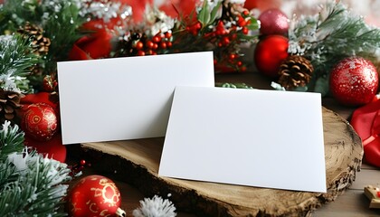 Wall Mural - Elegant blank Christmas card mockup for creative invitations