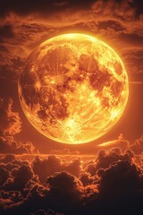 Canvas Print - Fiery full moon in sky