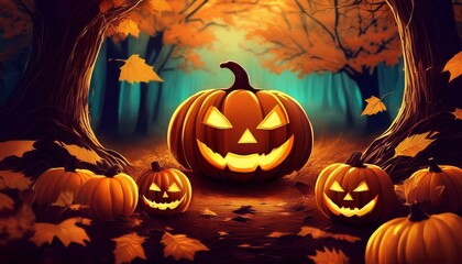 halloween background with pumpkin