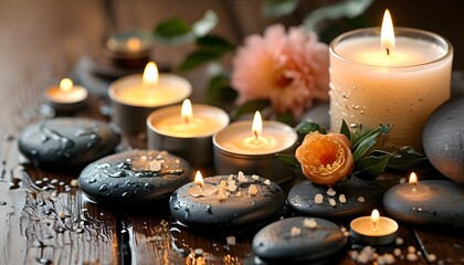 Serene home spa decor featuring calming candles for relaxation