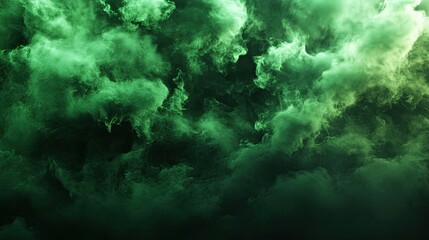 Wall Mural - Realistic green gas clouds with toxic fog and mystical Halloween glows, creating a mysterious and atmospheric effect.