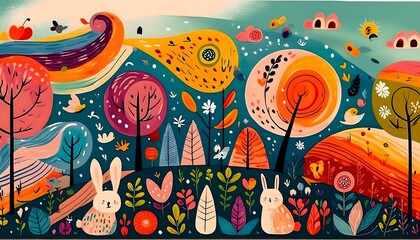 Wall Mural - Bosques de Colores Encantados