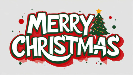 Wall Mural - merry christmas graffiti lettering illustration design on plain white background