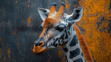 Giraffe Portrait with Vibrant Background Colors