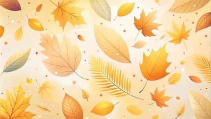 Lively autumn leaves background with warm yellow tones and playful elements