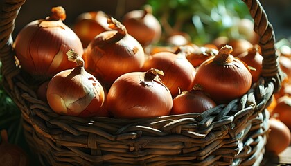 Wall Mural - Harvested Onions in a Farmers Hands Amidst Natures Bounty - A Vibrant Celebration of Healthy Vegetables