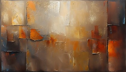 Wall Mural - Rich brown abstract painting with textured layers and intriguing patterns