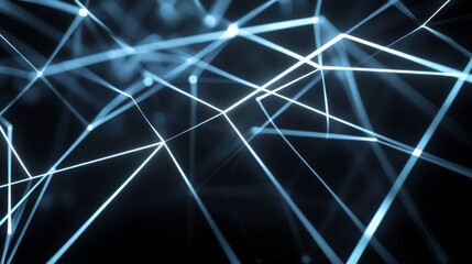 Poster - The artwork features a stunning arrangement of interlinked light beams that form geometric shapes, set against a deep black background, showcasing modern abstraction
