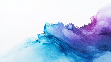 Poster - A beautiful watercolor design features vibrant shades of blue and purple flowing gracefully across a clean white background, perfect for artistic projects and creative applications