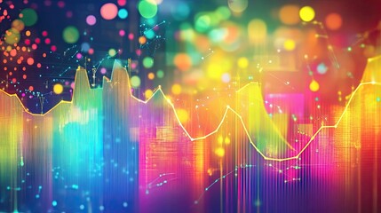 Wall Mural - Vibrant data visualization with colorful charts and graphs against a bright background, perfect for business or technology use, emphasizing clarity and impact.