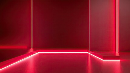 Wall Mural - Vibrant Neon Red Backdrop with Gradient Glow for Electronic Product Concept Display: Eye-Catching Neon Gradient Background Perfect for Showcasing Electronics.