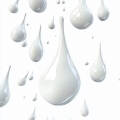 Wall Mural - White liquid drops falling