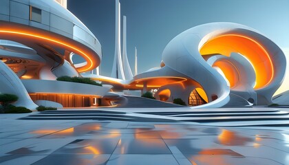 Wall Mural - Futuristic Architectural Vision: 3D Render of Modern Design Elements in a Captivating Background