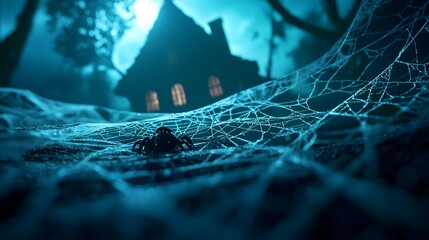 Detailed 3D Cobweb with Intricate Design for Haunting Halloween Atmosphere