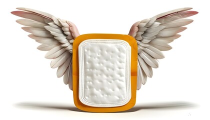 Wall Mural - Illustration of feminine hygiene pads with wings, showcasing menstrual care and personal hygiene on a clean white background