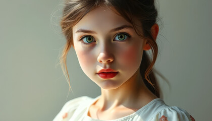 Wall Mural - A young girl with green eyes