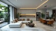 © suryanto - Modern Open Plan Living Room Design with Kitchen and Dining Area