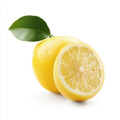 Wall Mural - Fresh lemon isolated on a white background.