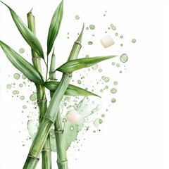 Wall Mural - Watercolor splash of sugarcane, isolated on a white background.