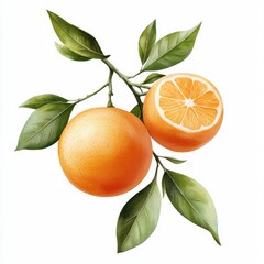 Wall Mural - Simple watercolor Sicilian orange, isolated on a white background.