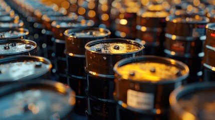 Aufkleber - A petroleum production full of barrels ready to sell. Generative AI.