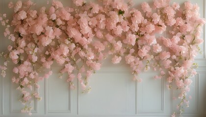 Sticker - Enchanting floral backdrop of soft pink flowers radiating romance and elegance