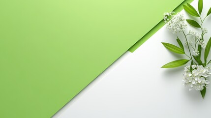 Poster - Crisp green and white background with a split design, offering a clean and modern look for fresh visuals.