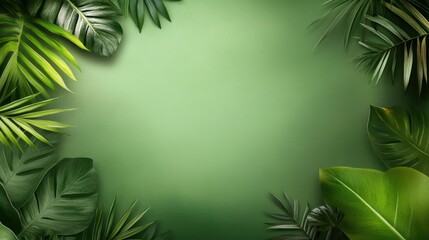 Poster - Detailed green botanical background with textured leaf patterns and soft gradients, creating a rich and natural visual space