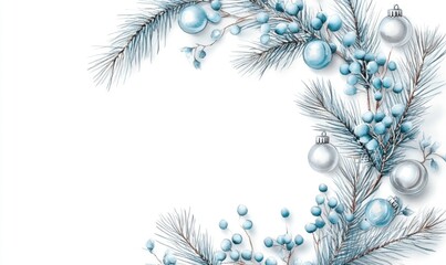 Sticker - A blue and white Christmas tree with many small blue and white ornaments