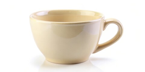 Poster - Cream colored ceramic cup isolated on white background