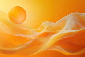 Wall Mural - Abstract orange wave pattern with glowing sphere background perfect for modern mobile wallpaper design