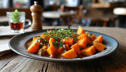 Wall Mural - Delicious sweet potato hash served at a cozy cafe